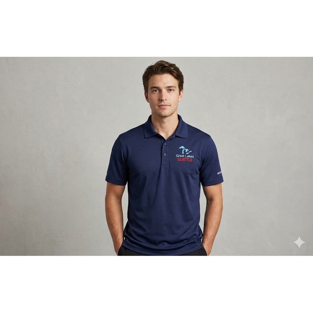 Sport-Tek Polo Shirt Mens Medium Navy Blue Great Lakes Scuttlebutt Embroidered